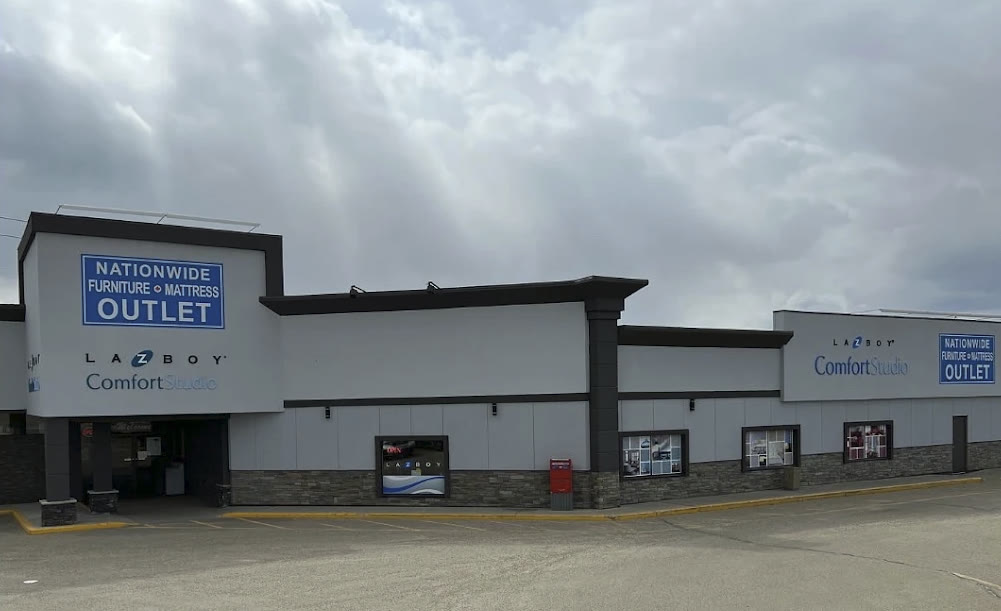 Nationwide Furniture & Mattress Outlet at 9845 99 Ave, where the GP Storage Solutions office is located